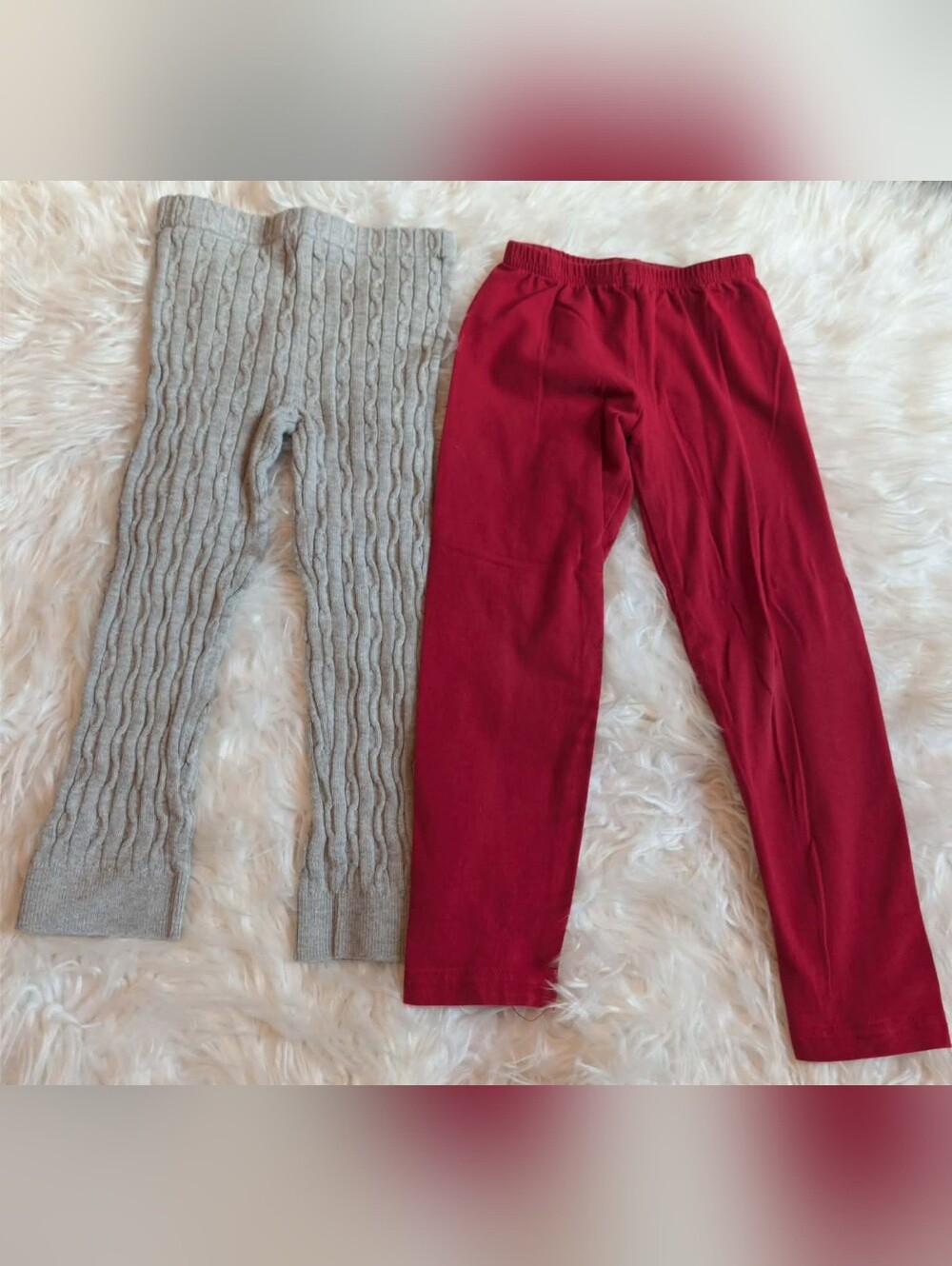 ✨️GAP Gray Cable Knit Leggings & Red Cotton Leggings - 2-Pack
